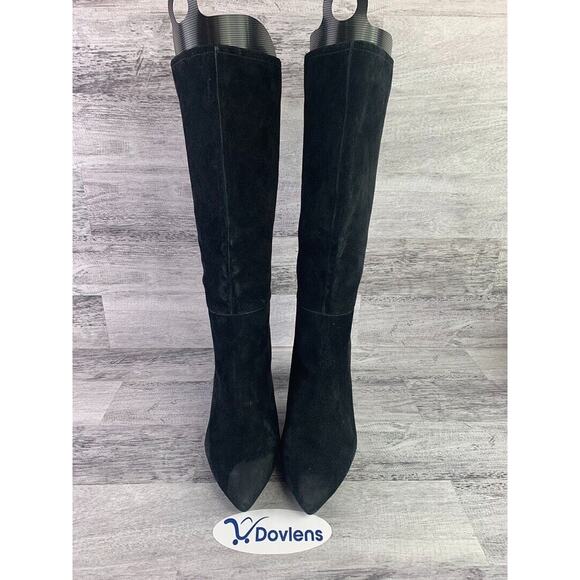 T&B Womens Black Suede Pointed Knee-High Boots Size 10M - Picture 2 of 8